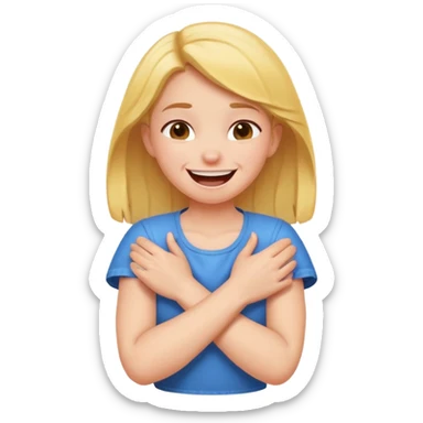 Girl arms crossed choking herself laughing sticker