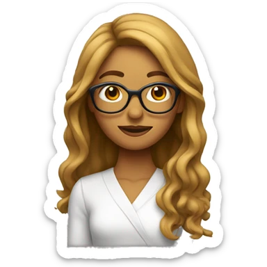 chica con lentes, pelo castaño ondulado largo sticker
