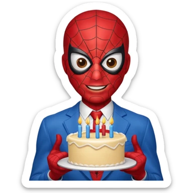 Spiderman having a birthday sticker