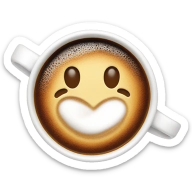 emoji cup of coffee with foam in the shape of a heart sticker