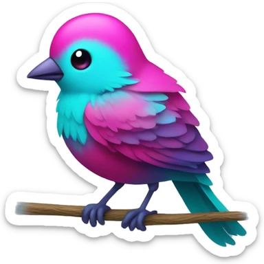 little cyan and magenta colored Cute Bird  sticker