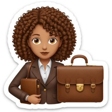 brown curly haired woman holding a briefcase sticker