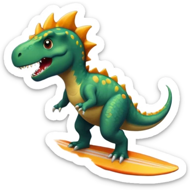 Dinosaur surfing in a hurricane sticker