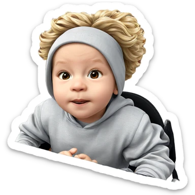 playful boy with blonde hat sticker