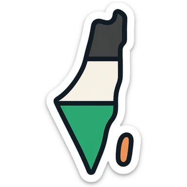 simple modern icon of Palestine with clear lines, recognizable elements like flag or map outline sticker
