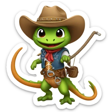 Cowboy lizard with a lasso sticker