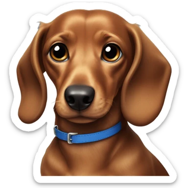 Dark fur Dachshund with long legs in blue collar  sticker