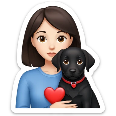 Brunette with a heart in the shape of a black labrador dog sticker