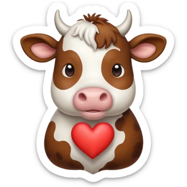 vaca con corazon de amor para copiar y pegar sticker