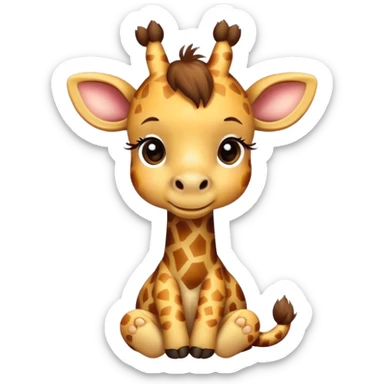 Cute giraffe with a bow sitting down sticker