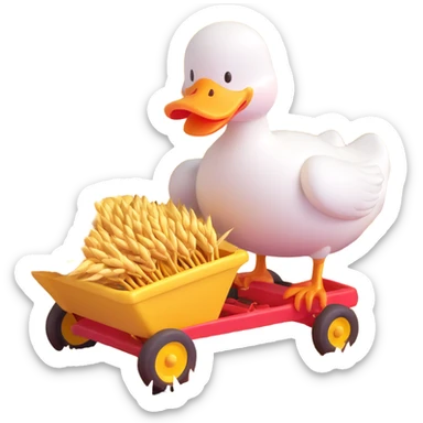 animal crossing character, duck that harvest wheat sticker