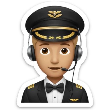 headphones, hat, and bowties pilot sticker