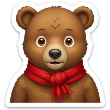 brown bear wearing a scarf sticker