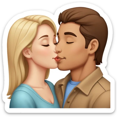 Male and female kissing sticker