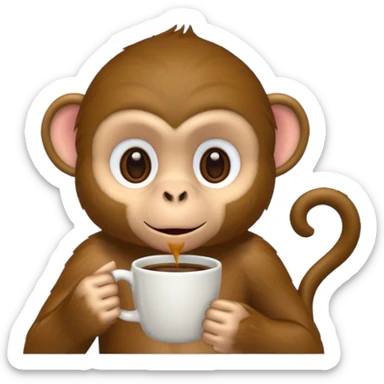sideway monkey sipping coffee  sticker