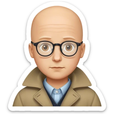 bald boy in glasses coat sticker