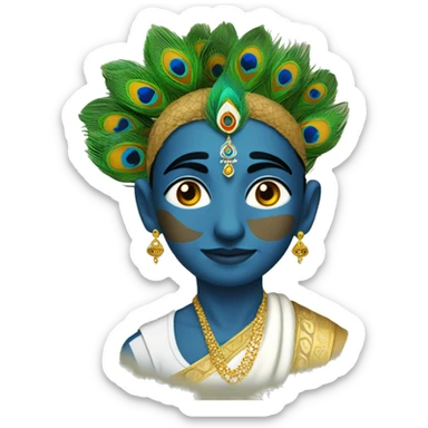 Krishna with peacock feather  sticker