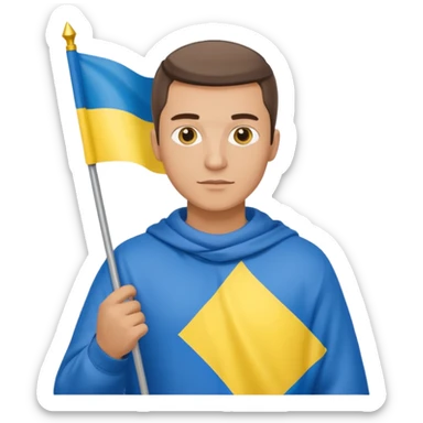 The Ukrainian man with flag sticker