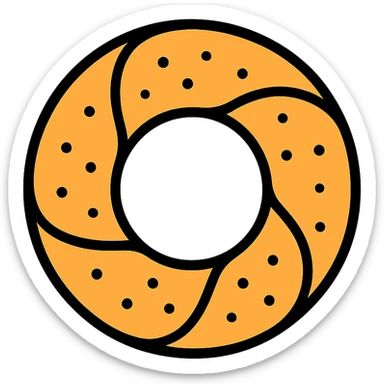 lineal icon simit bread, stylized, circular, dotted sesame details, modern and easy to identify sticker