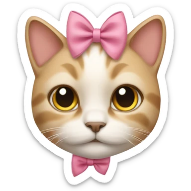 A cat wearing a bow sticker