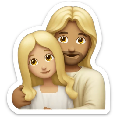 Jesus hugging a girl with blonde hair sticker