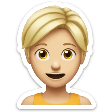 Blonde haired hazel eyed girl making a crazy weird face  sticker
