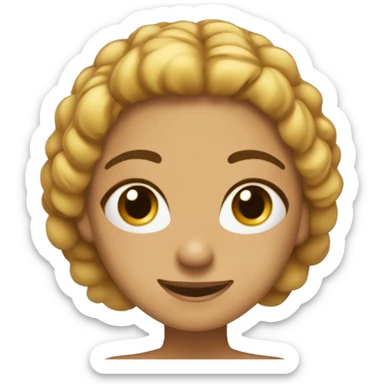 chica de pelo castaño feliz con ojos color miel con una toalla en la cabeza y una mascarilla en la cara  sticker