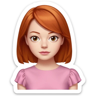 Emma Stone, orange brown hair, pink dress sticker