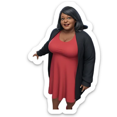 girl in red dress by car sticker