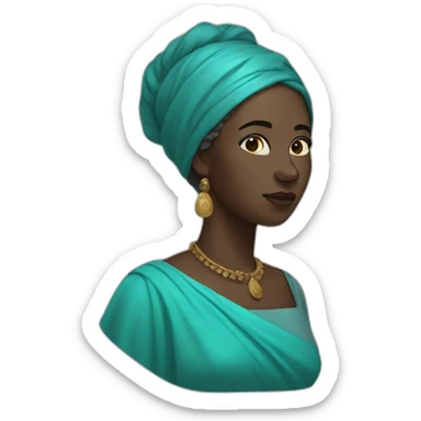A black woman from 1 th century,short hair, cyan gown sticker