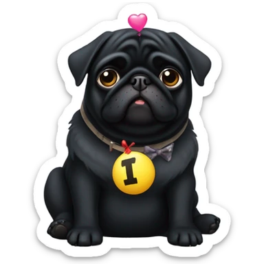 Black pug  and a ballon that says  “I’m sorry” sticker