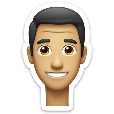 tan man with head sticking out of the toilet with a long neck and black short hair and a crazy smile and wide eyes sticker