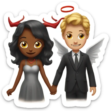 Girl devil with boy angel sticker