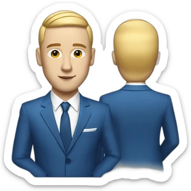 mac miller with a blonde comb over skin fade wearing a blue suit on computer sticker