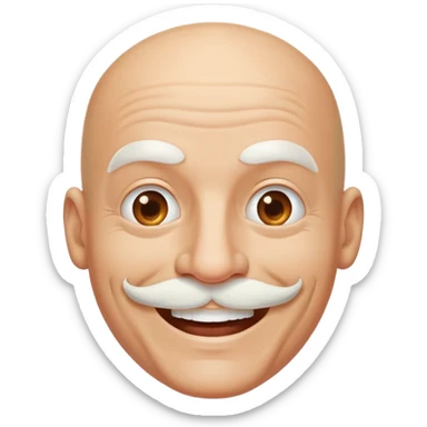 Head of a grinning bald man with a big white moustache  sticker