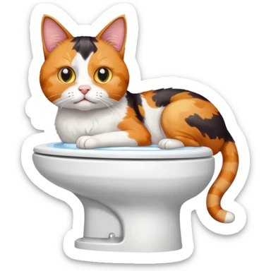 Kitty peeing on toilet  sticker