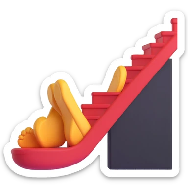 close up of a foot in a slipper on the stairs, simple design sticker