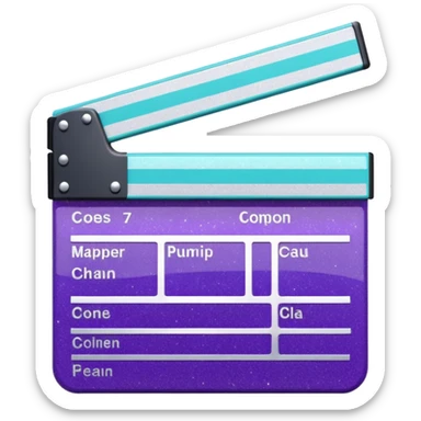 Glitter purple and cian clapperboard sticker