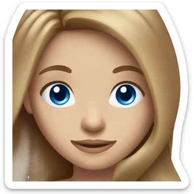 Pretty girl with long brown hair  and blue eyes  sticker