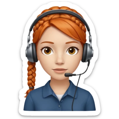 receptionist face braided gingerwith headpset sticker