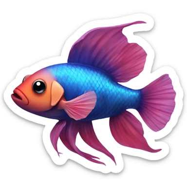 Beta fish with a human face sticker