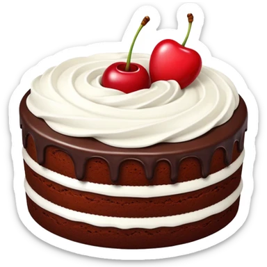 Chocolate cake with white frosting and cherry sticker