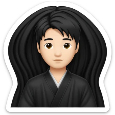 asian man with black curtains hair sticker
