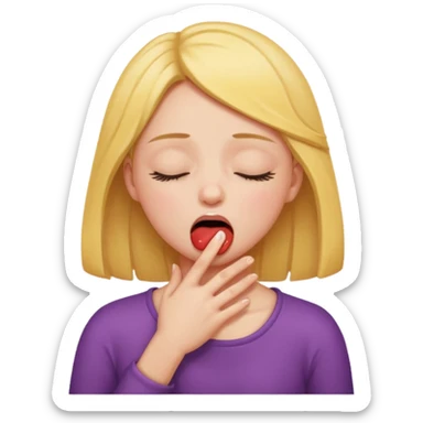 Girl closing her eyes and mouth while choking herself  sticker