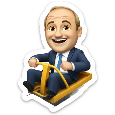 Liberal Democrat leader Ed Davey on a rollercoaster, smiling sticker