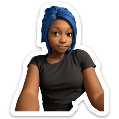 girl with blue hair on bed sticker