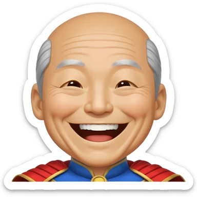 old Chinese superhero laughing with closed eyes sticker