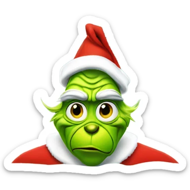 Grinch wearing a santa hat on the beach sticker