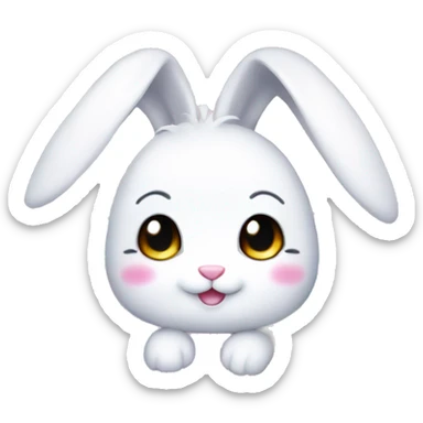 cute kawaii bunny rainbow fur with sparkle sticker