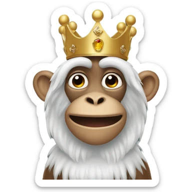 Monkey with a king crown and a white wig sticker